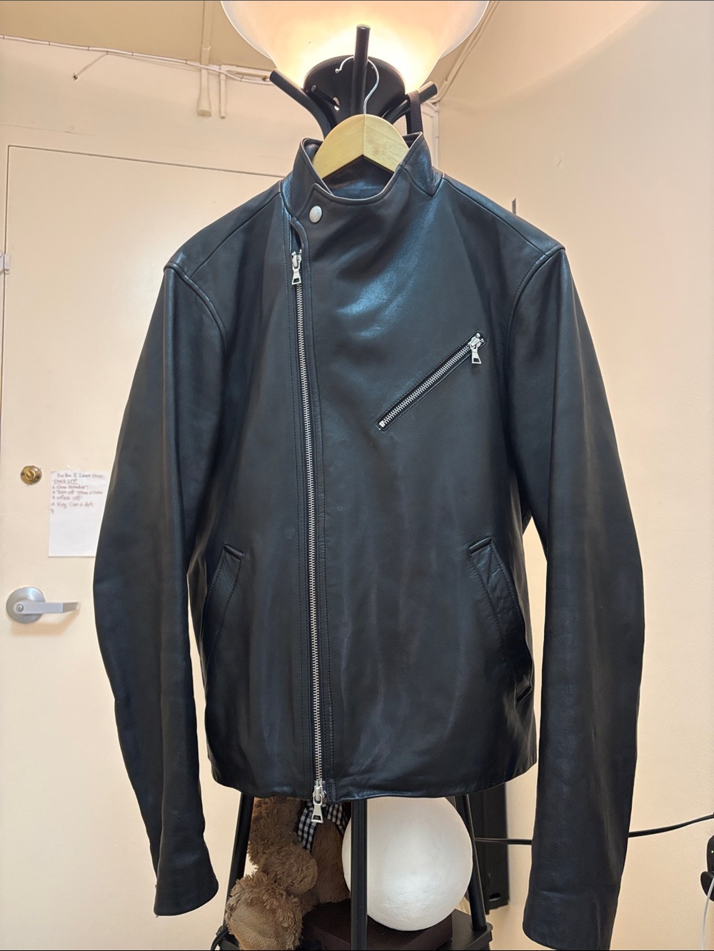 Vince Men's Black Leather Biker Jacket Size M